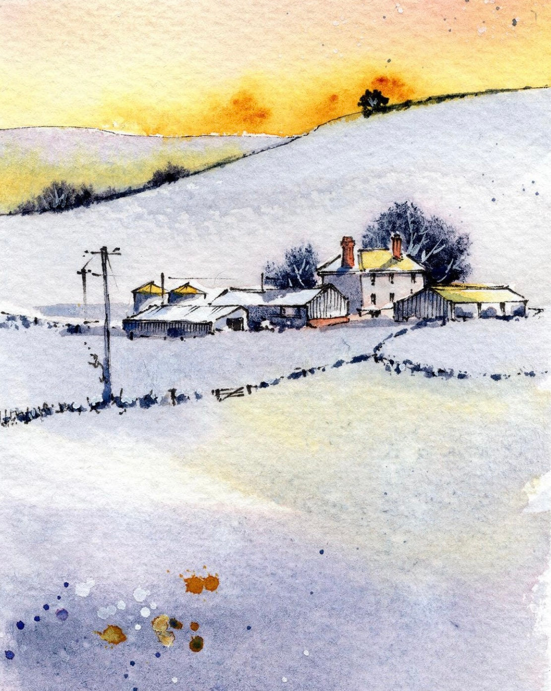 Moorland Farm - Fine Art Print (Comes with Gorgeous deep purple mount 10 x 8’’)