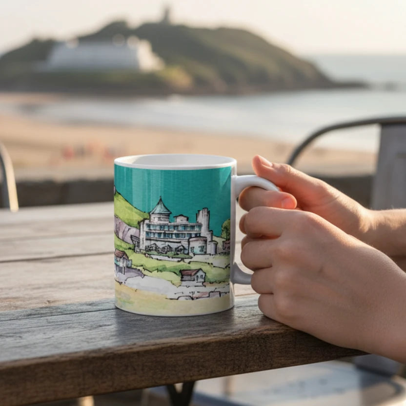 Burgh Island Mug - Devon Coastal Art Print