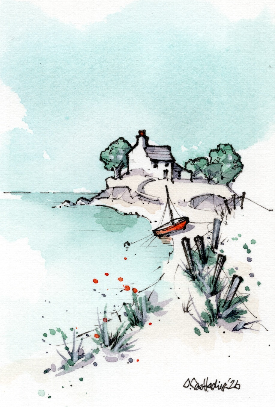 Imagined Coasts No.6 — Original Ink & Watercolour