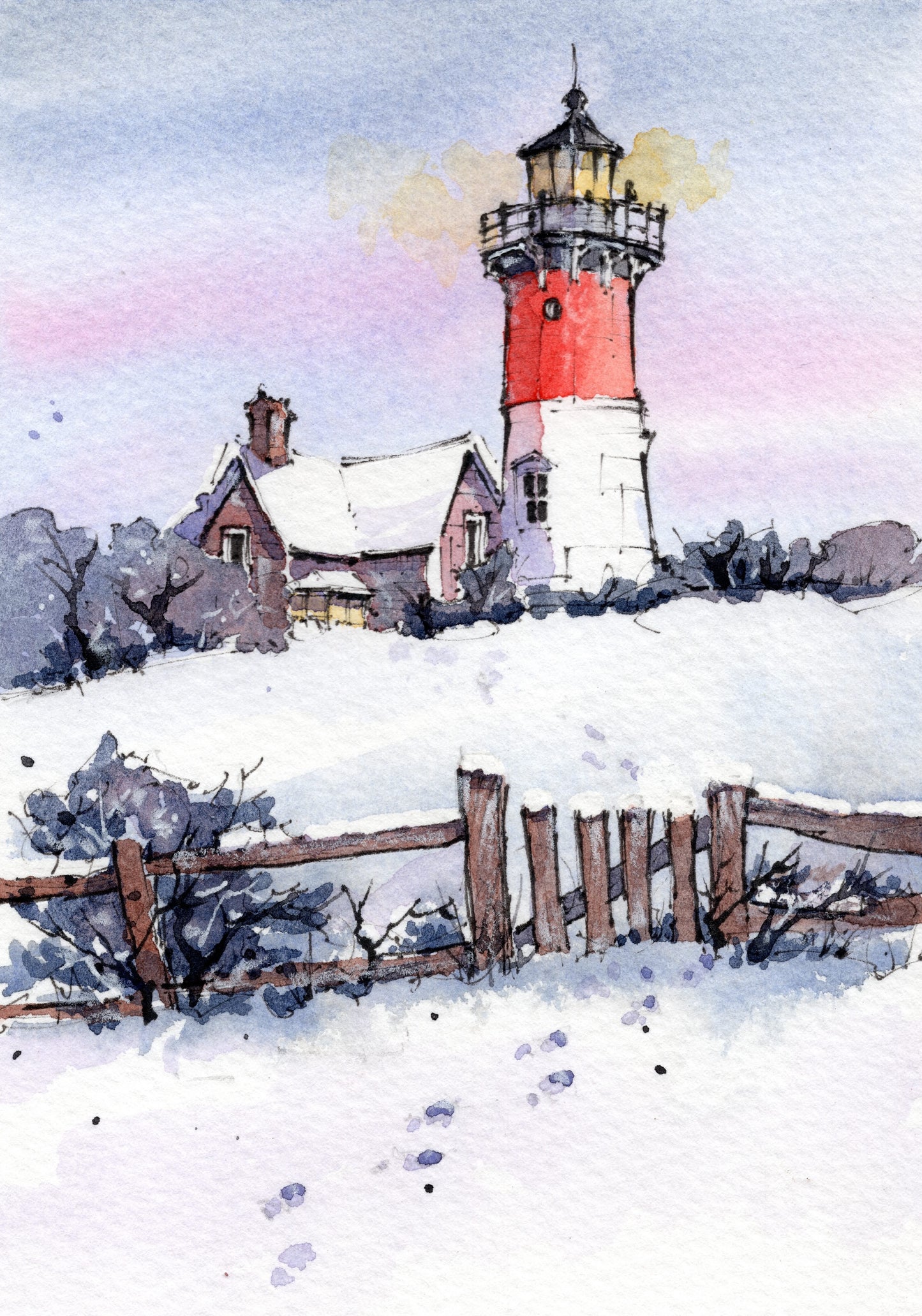 Nauset Lighthouse Cape Cod - Original Watercolour Painting