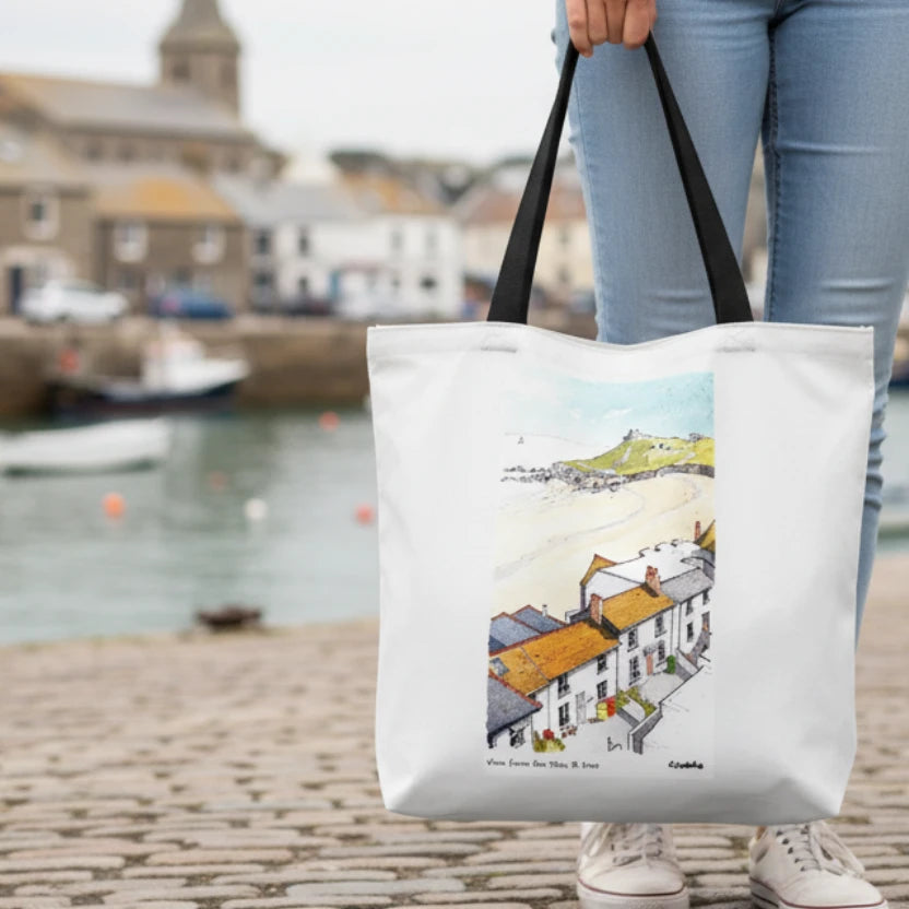 Porthmeor Beach Canvas Tote Bag | Coastal Art Print