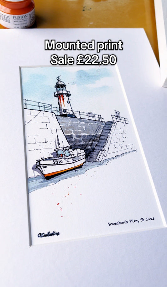 St Ives Pier. Mounted Print