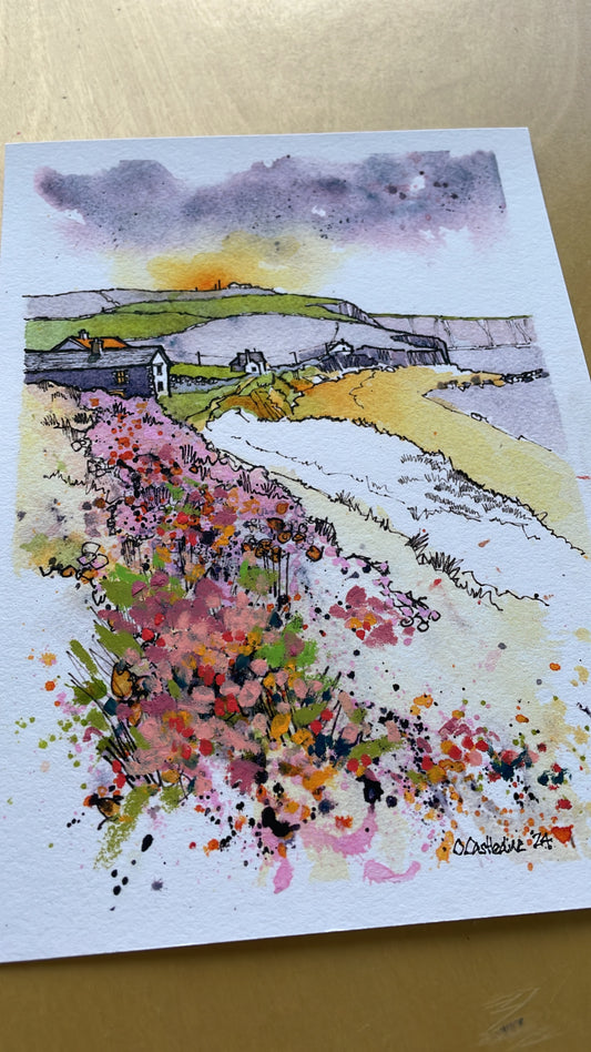 Hand finished with soft pastel unique! - Gunwalloe Cornwall : Mounted