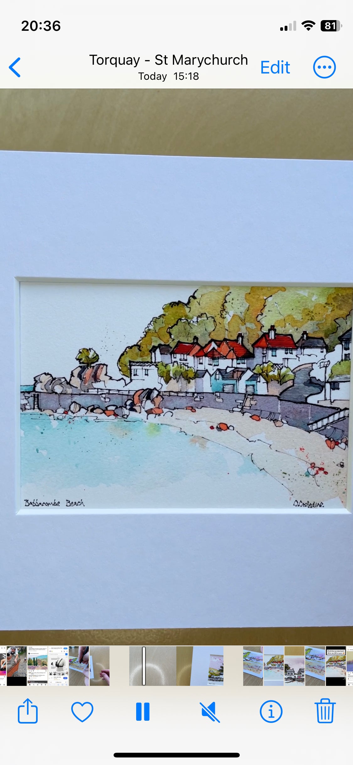 Fine Art Print 9 x 7’’ Babbacombe Beach and Cary Arms