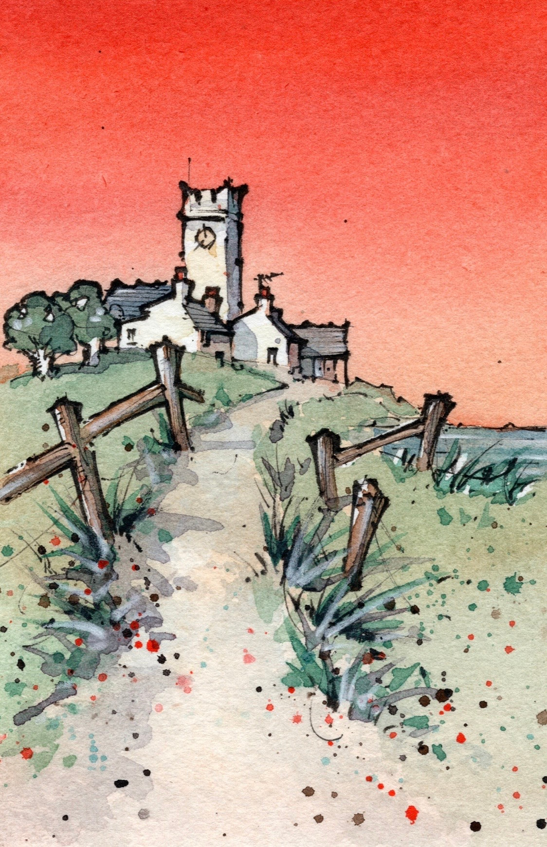 Sunset Path to Templecoombe - Original, Mounted
