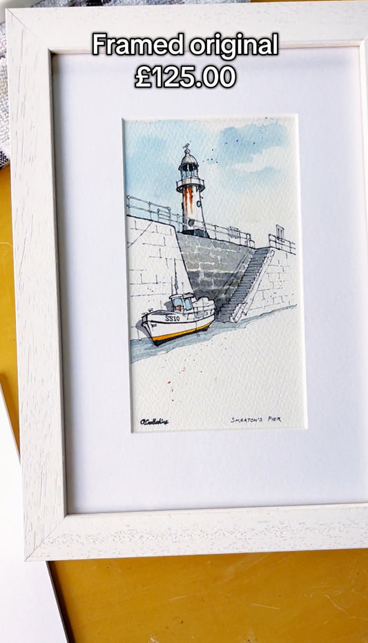 St Ives Pier framed original SALE