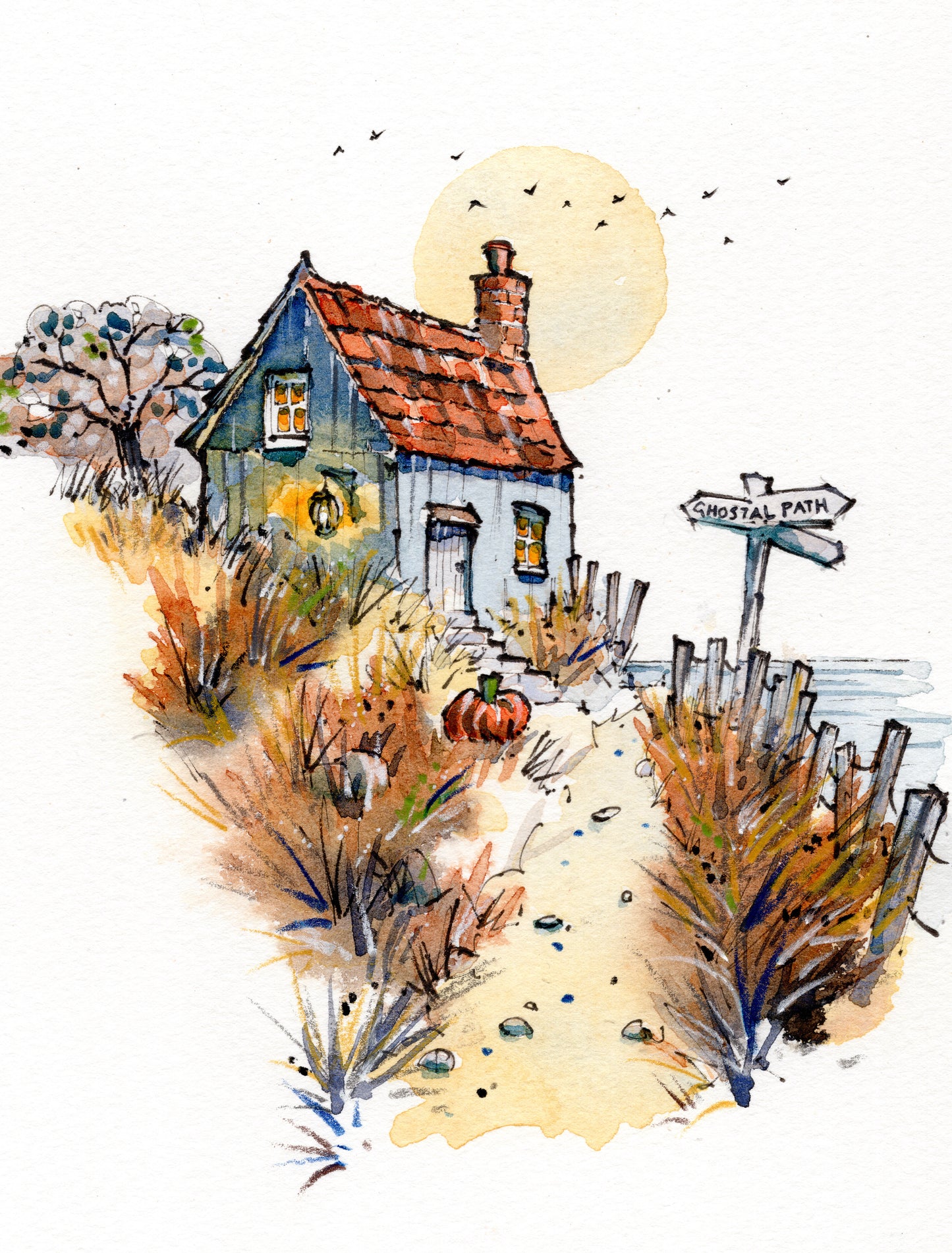 ‘Ghostal Path’ Original Art. Halloween Whimsy