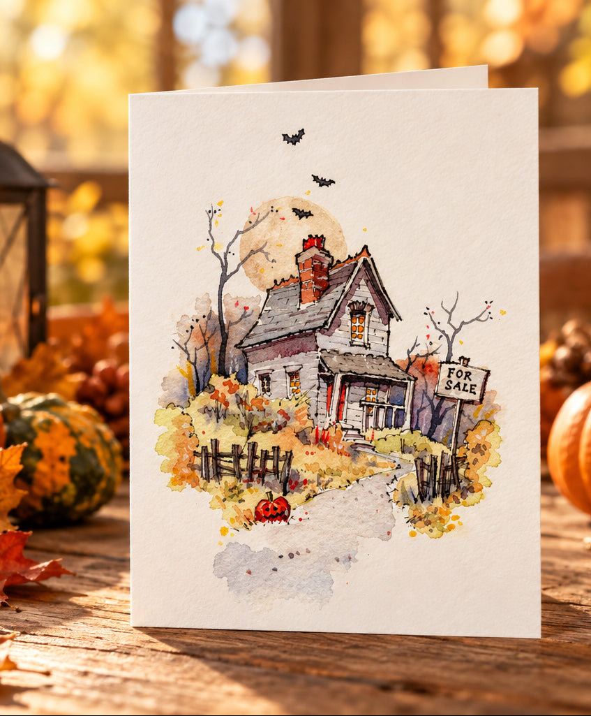 Spooky Halloween Greetings Cards - Pack of 3, Includes Envelopes