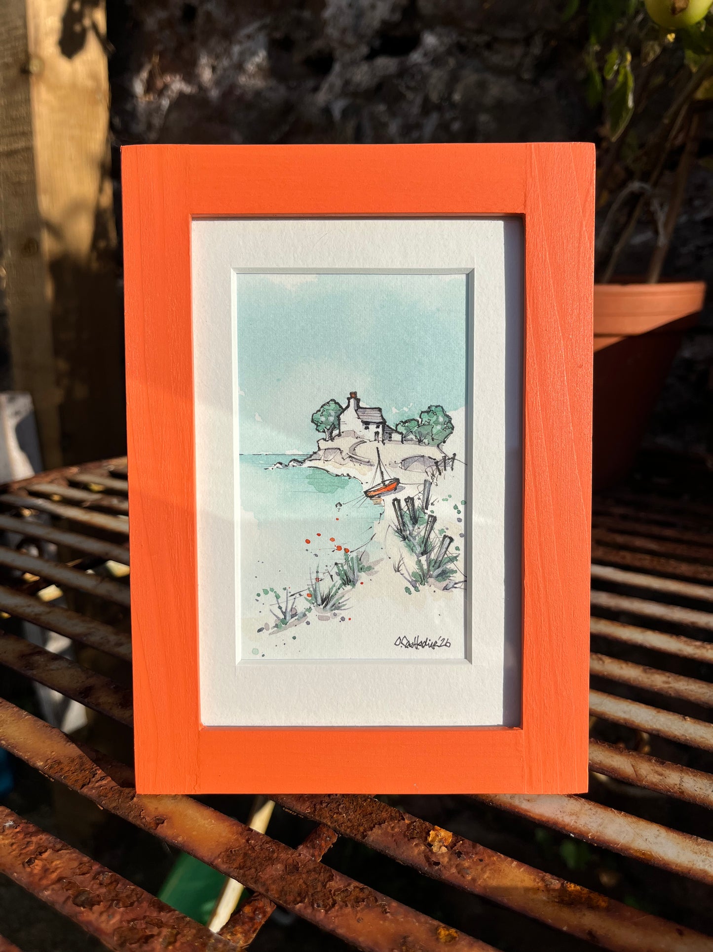 Imagined Coasts , Orange Framed Original