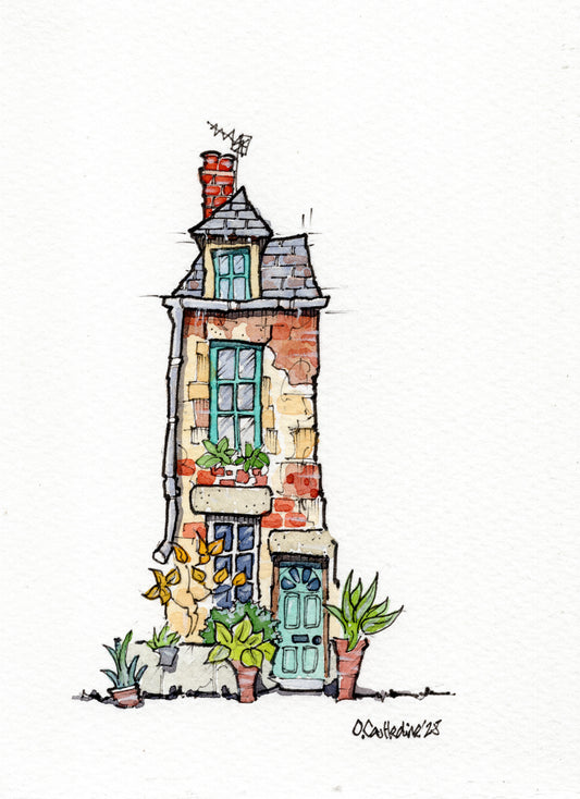 Hornfleur House, Brittany France - A6 Original Watercolour