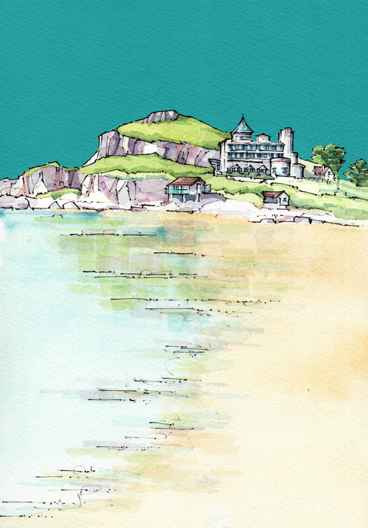 Beauty of Burgh Island - A4 Mounted ORIGINAL ART