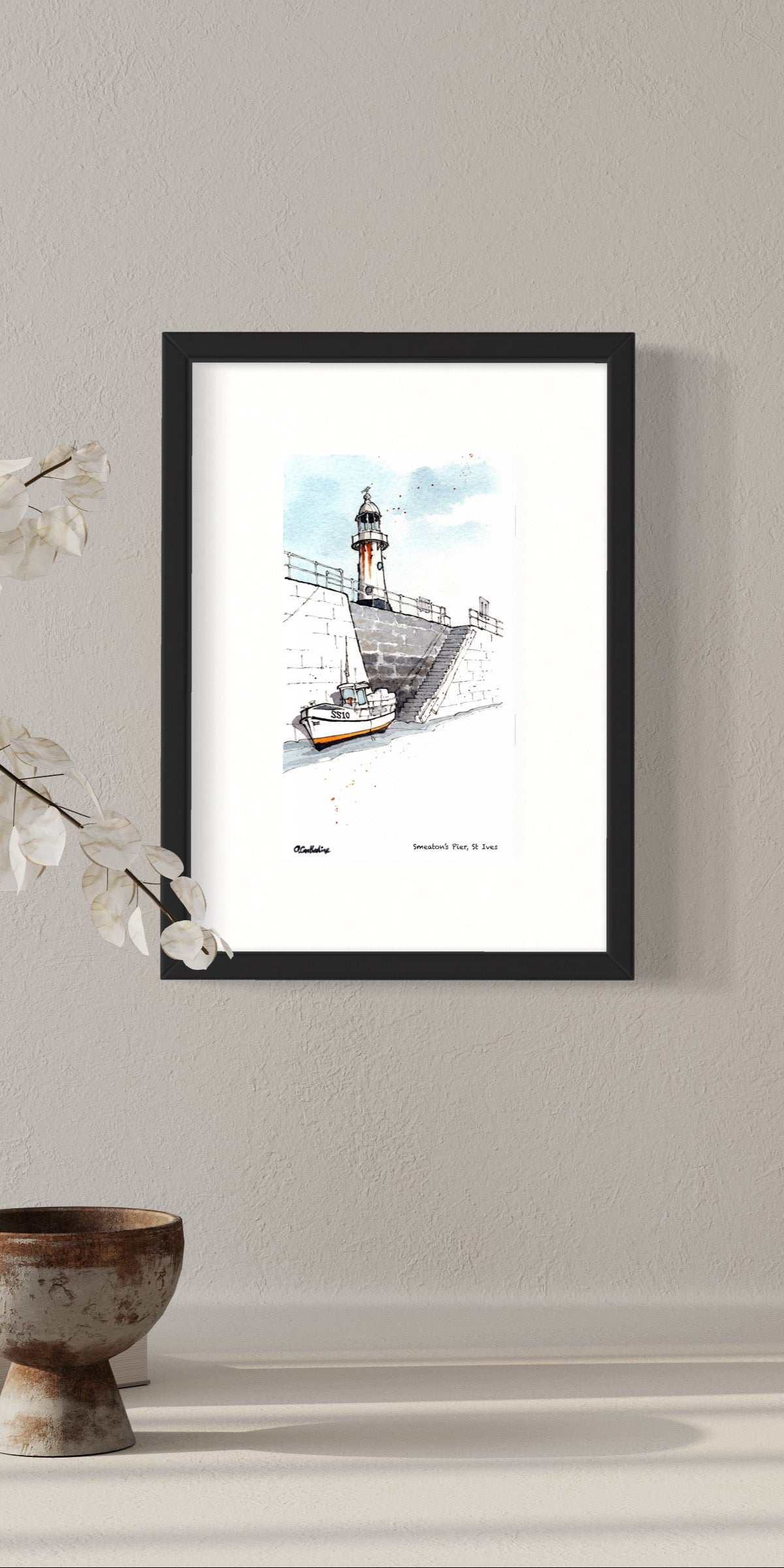Smeaton’s Pier St Ives - Mounted Print