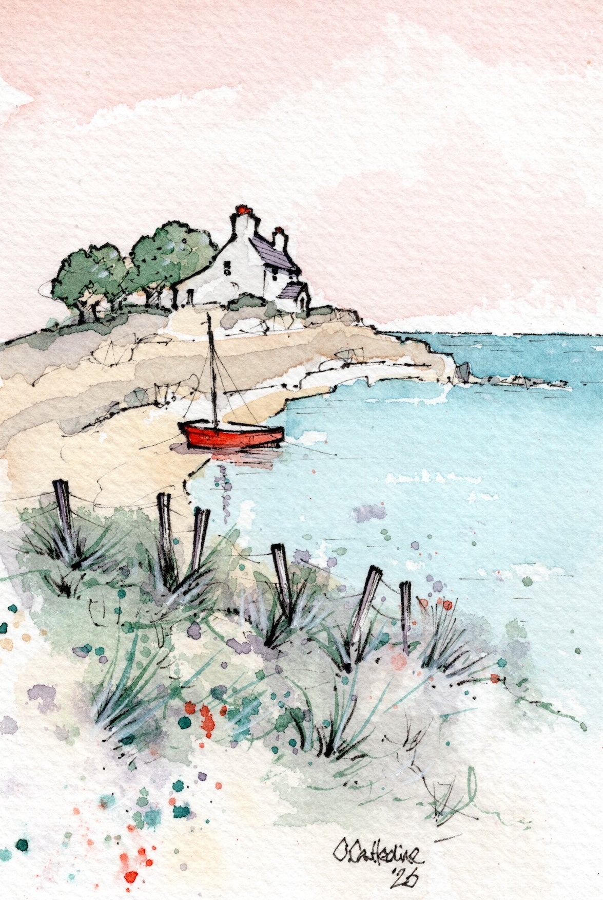 Imagined Coasts No.4 — Original Ink & Watercolour A5 Sized