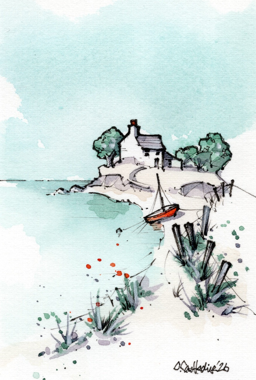 Imagined Coasts , Orange Framed Original