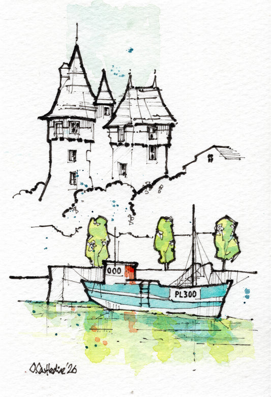 Pompail Harbour, Brittany — Original Ink & Watercolour