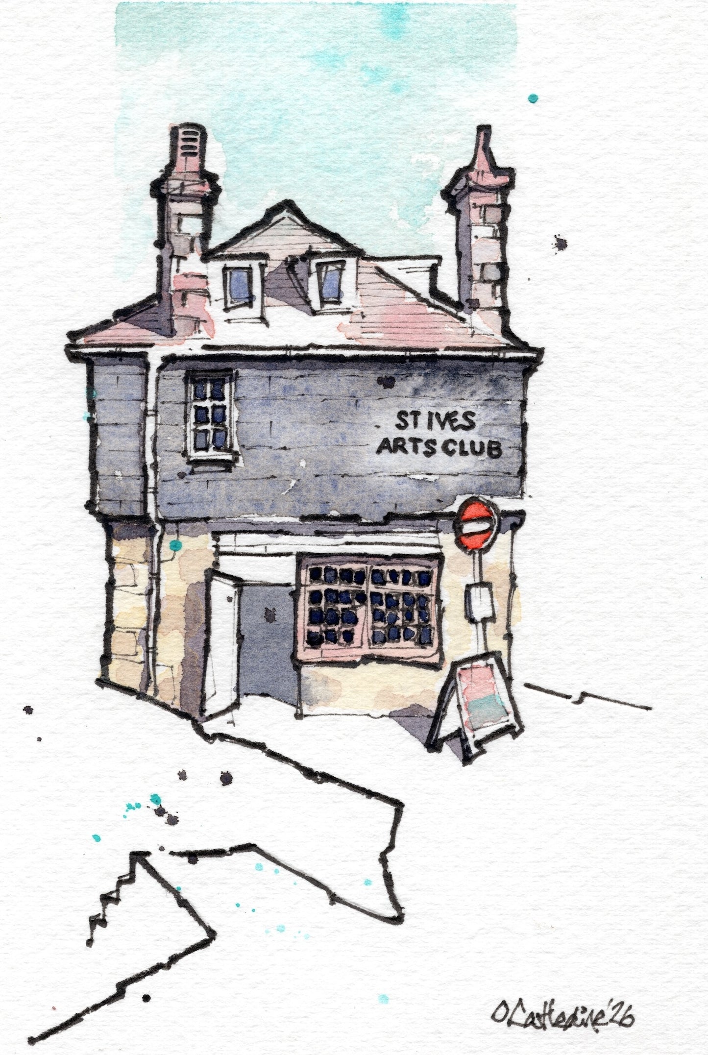 St Ives Arts Club, Westcotts Quay — Original Mixed Media Miniature